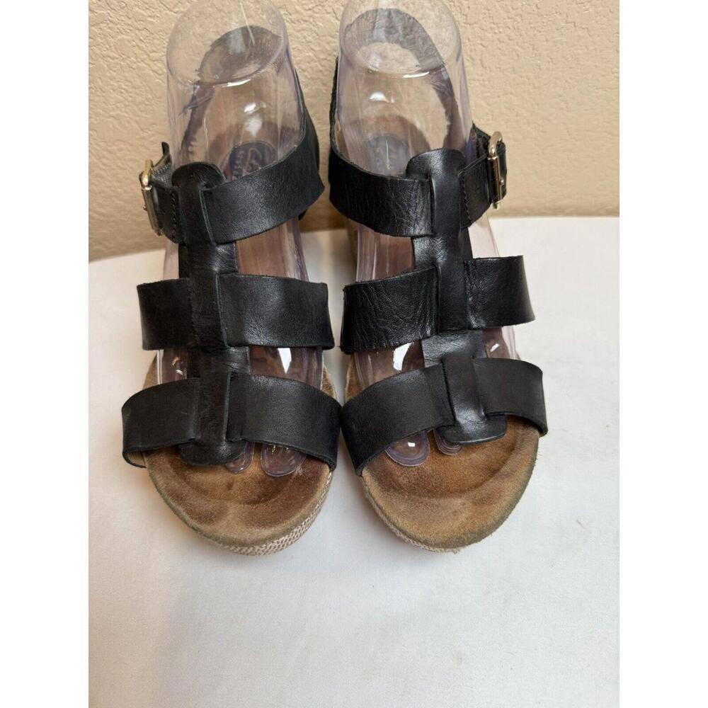 Clarks Sandal Womens 8 Black Calsynn Reece‎ Slingback Wedge Open Toe Comfort